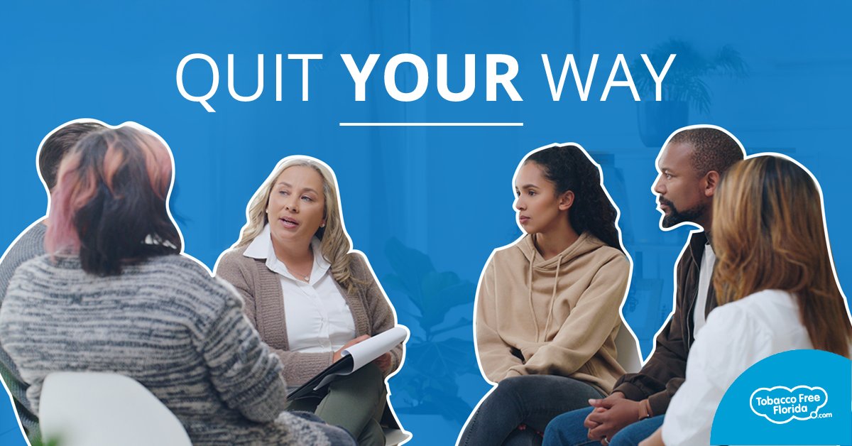 Seeking support from others who are quitting smoking at the same time as you can make the process easier. Knowing you are not alone and creating accountability goes a long way. Learn more about Tobacco Free Florida’s group quit programs at TobaccoFreeFlorida.com/quityourway.