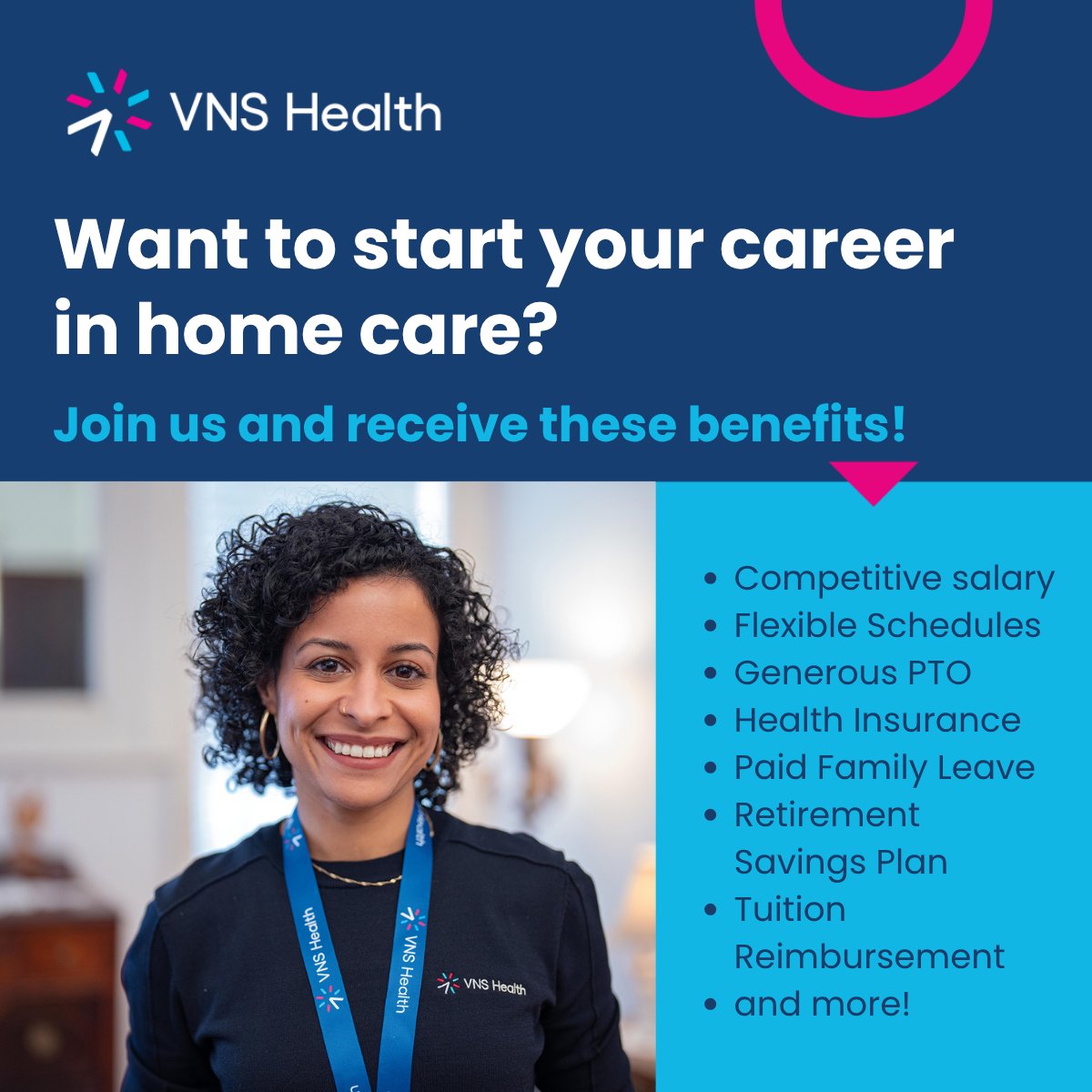 Being a nurse at VNS Health doesn't just mean focusing on other people's health — it also means focusing on your own. Check out some of the benefits you have access to when you join our team! bit.ly/4730RJm

#HealthCareCareers #NursingCareers
