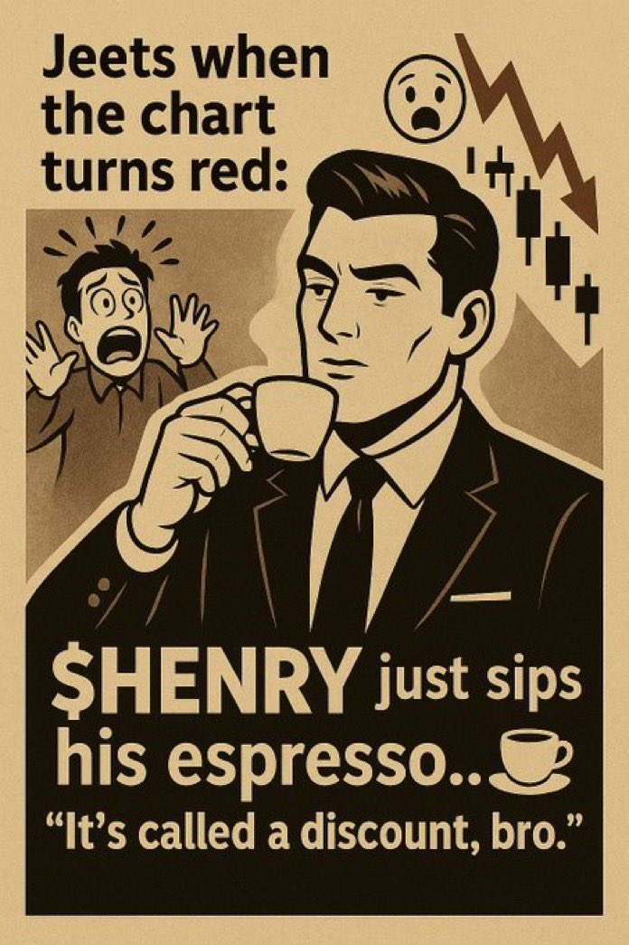 $Henry doesn’t get emotional

He’s seen it all before, he has high earnings but he’s not rich yet.

But he knows he will be so he doesn’t concern himself with emotional antics.

His crypto portfolio is huge but is bank account is small.

Do you see yourself in $henry?