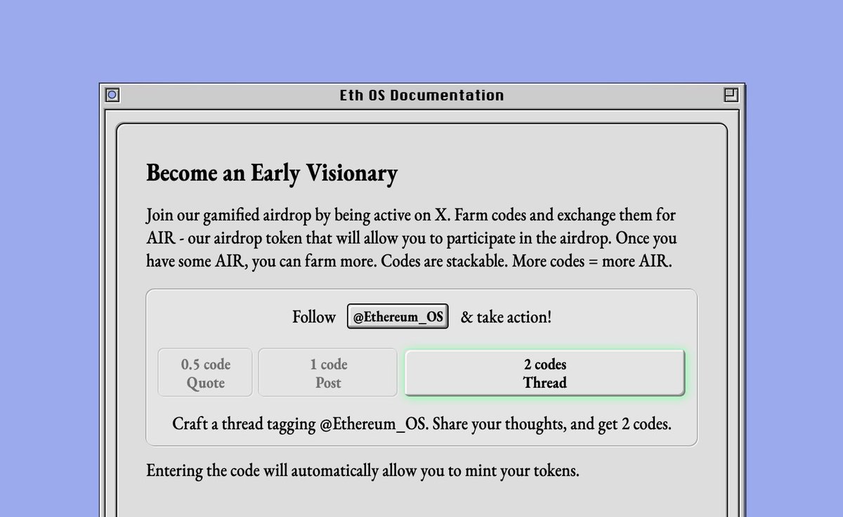 ackermannn814's tweet photo. 1/
🚨 Alpha Alert: @Ethereum_OS is not just a meme — it's a fully-fledged Operating System for Ethereum.

Built on $AIR, EthOS introduces 7 gamified mechanics that YOU control.

Let’s break down why this matters 🧵 https://t.co/SDnwM13BKm