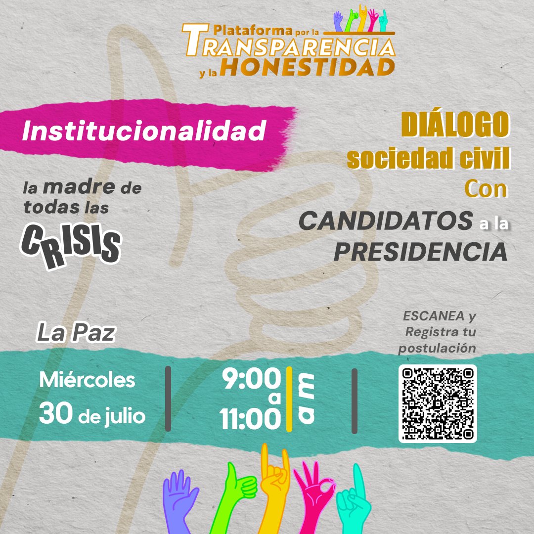 𝙄𝙉𝙎𝙏𝙄𝙏𝙐𝘾𝙄𝙊𝙉𝘼𝙇𝙄𝘿𝘼𝘿
ʟᴀ ᴍᴀᴅʀᴇ ᴅᴇ ᴛᴏᴅᴀꜱ ʟᴀꜱ ᴄʀɪꜱɪꜱ
𝙎𝙤𝙘𝙞𝙚𝙙𝙖𝙙 𝘾𝙞𝙫𝙞𝙡 y 𝘾𝙖𝙣𝙙𝙞𝙙𝙖𝙩𝙤𝙨 𝙙𝙞𝙖𝙡𝙤𝙜𝙖𝙣

🗓️Miércoles 30 de Julio 
🕘9:00 a 12:00
🎯Hotel Europa
Aun estás a tiempo de registrar tu participación en forms.gle/JFGr5V7yqWhSVn…