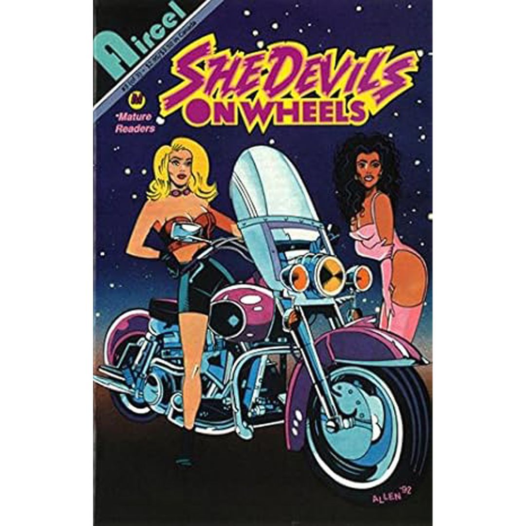 Cover to SHE DEVILS ON WHEELS #3, Published in Aug of 1992 by Aircel Comics. Fun Fact: After this was published, Tom Mason gave me a call and asked me if I wanted to do another one. No, there wasn't a second movie, I made it all up. I wrote 3 scripts that never saw print.