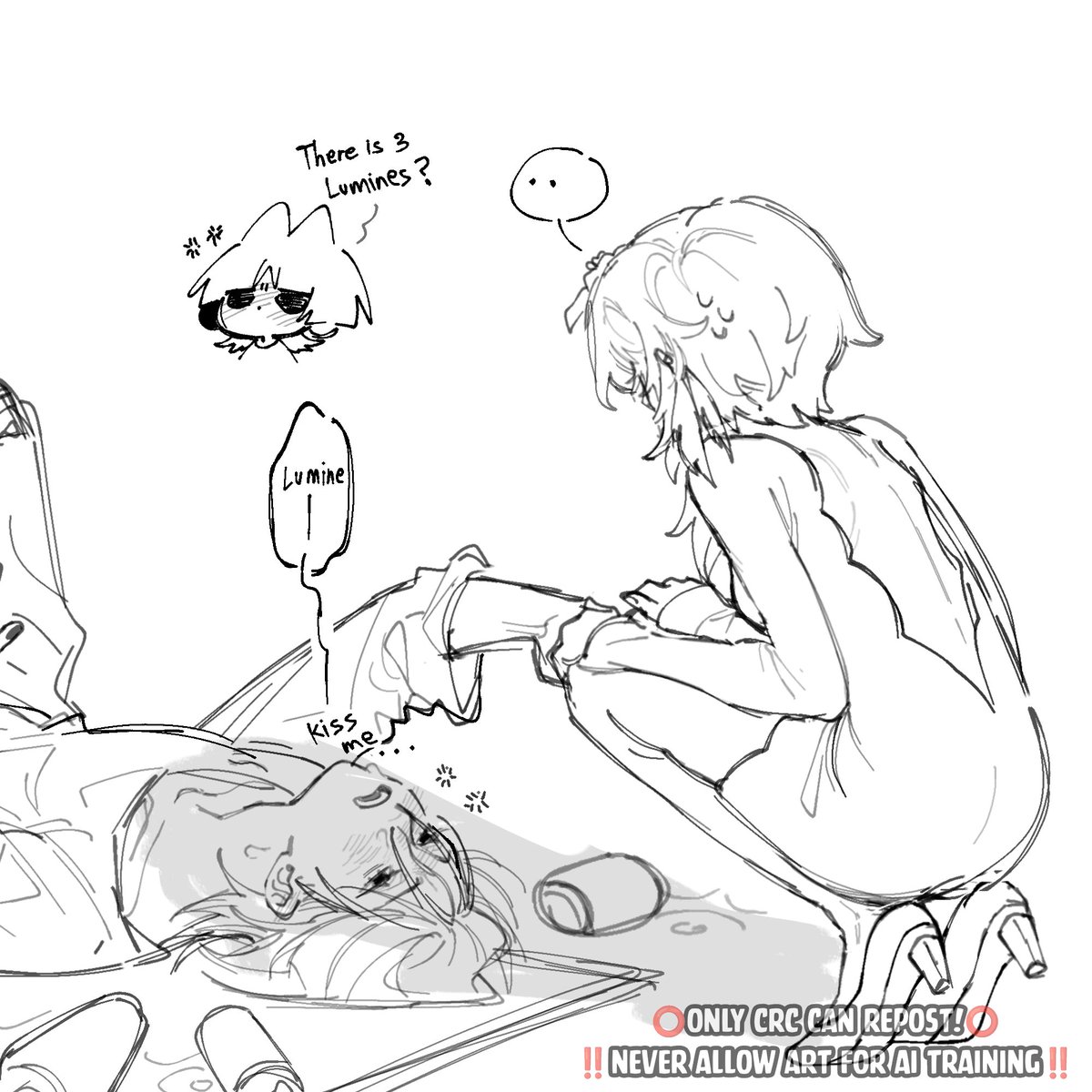 Drunk Scara
__________
Art by p0chig 
#Scaramouche #Lumine #ScaraLumi