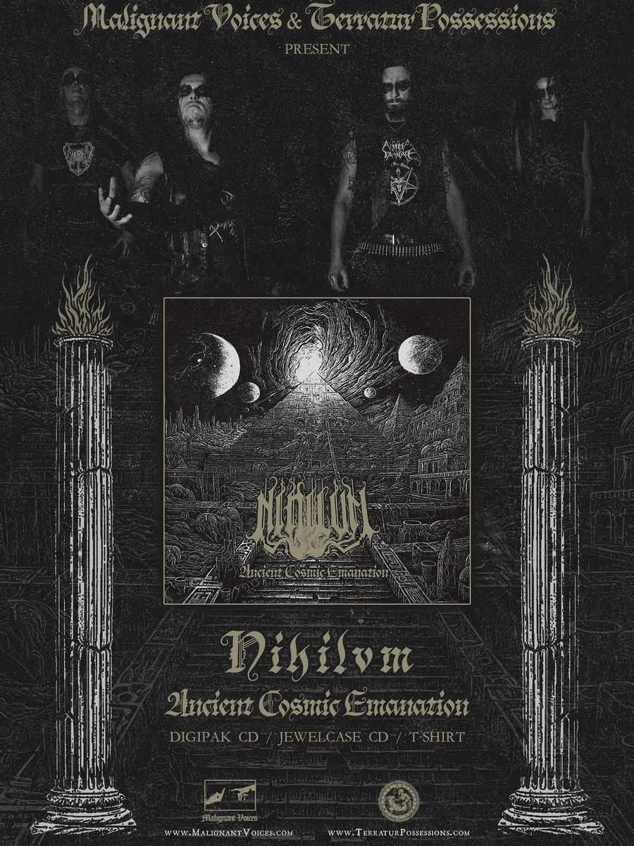 BACK TO THE BEGINNING?
DEATH BECOMES US!

Terratur Possessions is proud to present NIHILVM; the final nail in the coffin for this label!

This is the last new band ever to be signed on this label, and talk about going out with a ‘bang’! I’ve had this album on constant rotation