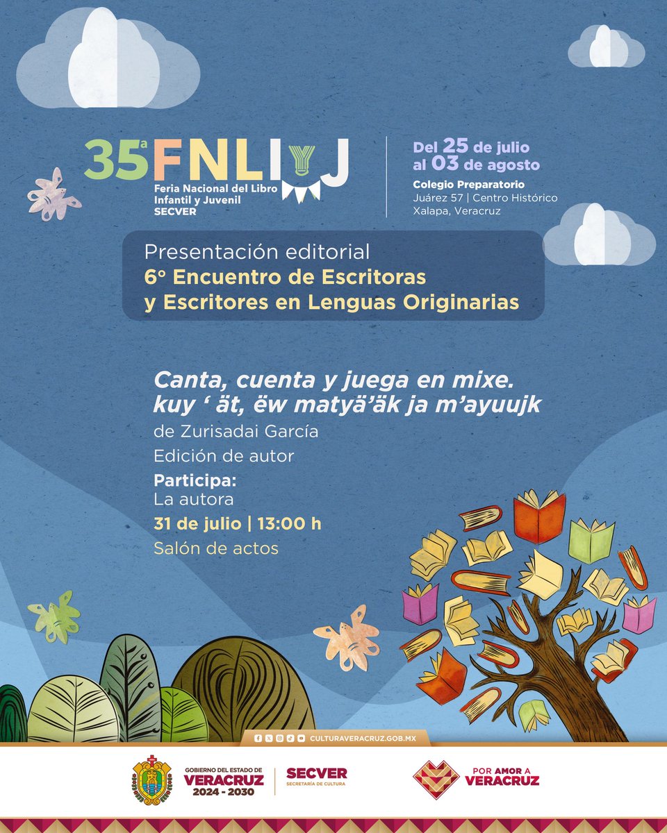 Acompáñanos en el 6° Encuentro de Escritoras y Escritores en Lenguas Originarias, una celebración de la riqueza lingüística de México. Entre las obras destacadas están libros trilingües para niños, poesía en lenguas mexicanas y relatos que conectan con la tierra 📚✨.

#35FNLIyJ