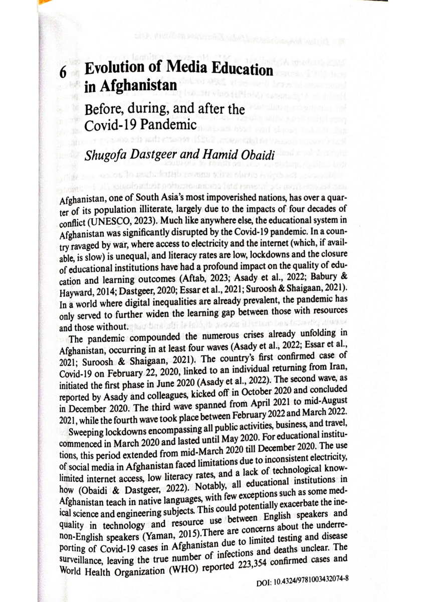 New publication! 📚 Our researcher <a href="/hamidobaidi/">Hamid Obaidi</a>  &amp; <a href="/ShugofaD/">Shugofa Dastgeer</a>  explore “Evolution of Media Education in Afghanistan: Before, During, and After COVID-19” in Digital Inequalities in Media Education in South Asia.
