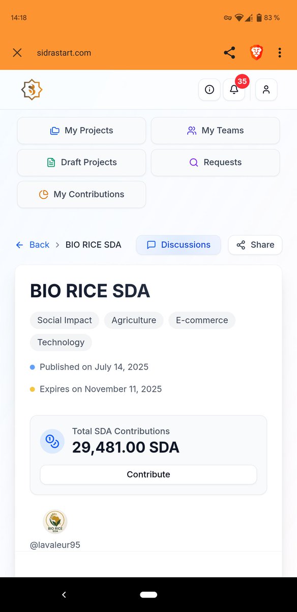 With over 29,000 SDA in under a month, BIO RICE SDA demonstrates its unwavering commitment and dynamism towards the project's success. Join BIO RICE and be part of this revolution."

Contribute sidrastart.com/project/c213f4…

Tg channel t.me/+DojO3tj6fWxiZ…