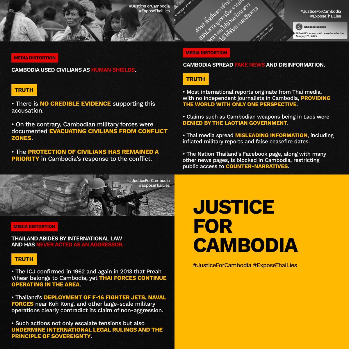 BUNTHENG436932's tweet photo. HERE ARE THE FACTS!!
The world really needs to know!🫡
#ExposeThailandLies
#TruthForCambodia
#cambodianeedpeace
#truthmatters
#therealtruth
#JusticeforCambodia https://t.co/wqW3MOGf6F