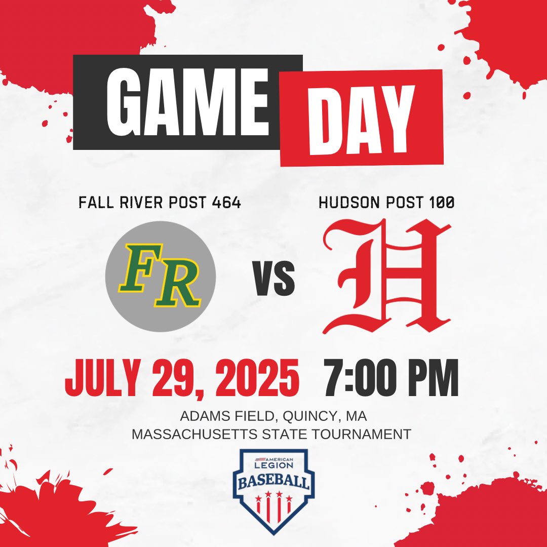 Hudson Post 100 (@hudsonpost100) on Twitter photo Day 4 of the state tournament!
In order for us to advance to regionals, we’ll need to beat Fall River today, beat the winner of Shrewsbury/East Springfield tomorrow, and beat Fall River again right after Game 1 tomorrow Day 4 of the state tournament!
In order for us to advance to regionals, we’ll need to beat Fall River today, beat the winner of Shrewsbury/East Springfield tomorrow, and beat Fall River again right after Game 1 tomorrow