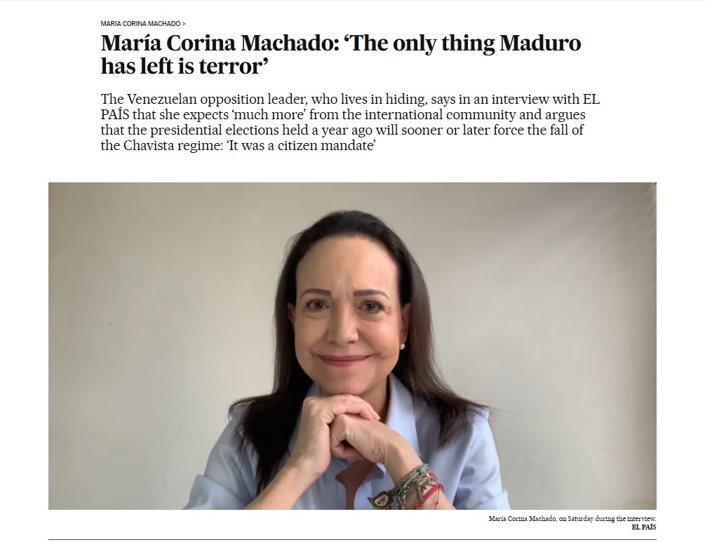 Ryan Berg, PhD (@ryanbergphd) on Twitter photo #Venezuela: “All Maduro has left today is terror, a regime of terror sustained by impunity.”
--🎯<a href="/MariaCorinaYA/">María Corina Machado</a>
english.elpais.com/international/… #Venezuela: “All Maduro has left today is terror, a regime of terror sustained by impunity.”
--🎯<a href="/MariaCorinaYA/">María Corina Machado</a>
english.elpais.com/international/…