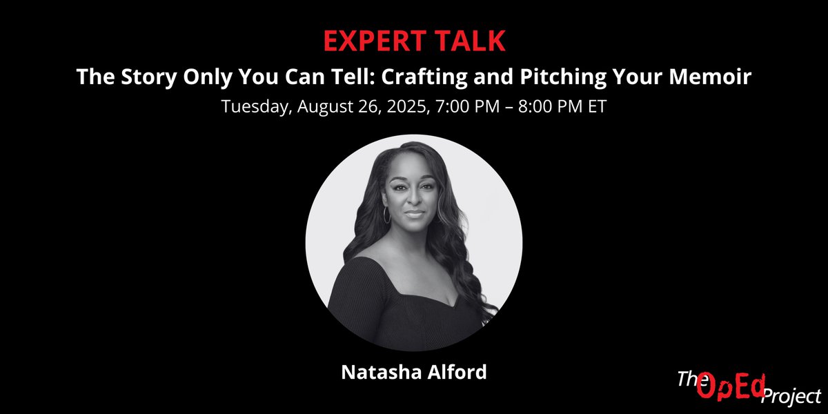 The OpEd Project (@theopedproject) on Twitter photo The Story Only You Can Tell: Crafting and Pitching Your Memoir
When your personal story has larger implications, how do you connect with a larger audience? <a href="/NatashaSAlford/">Natasha S. Alford</a>, one of <a href="/TheOpEdProject/">The OpEd Project</a>'s journalist mentors, grew up between two worlds as the daughter of an African The Story Only You Can Tell: Crafting and Pitching Your Memoir
When your personal story has larger implications, how do you connect with a larger audience? <a href="/NatashaSAlford/">Natasha S. Alford</a>, one of <a href="/TheOpEdProject/">The OpEd Project</a>'s journalist mentors, grew up between two worlds as the daughter of an African