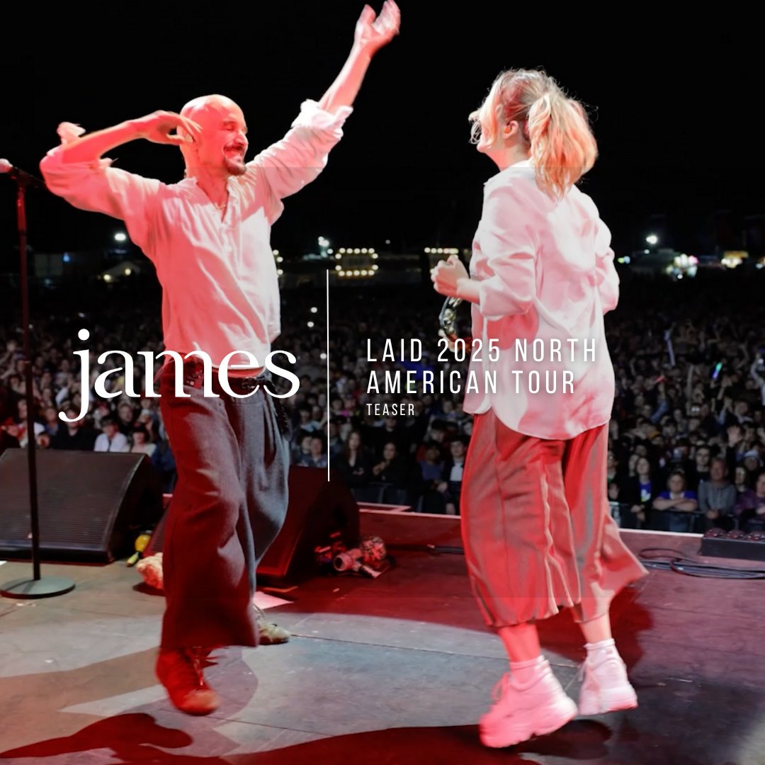 wearejames's tweet image. Anticipation is building for the band's headline Laid shows in North America this fall. Remaining tickets are available here: linktr.ee/jamesisnotaper…

The first show is just over a month away - watch the new tour teaser here now: youtu.be/iBeHLcXT9IM

#JamesLive2025 #Laid
