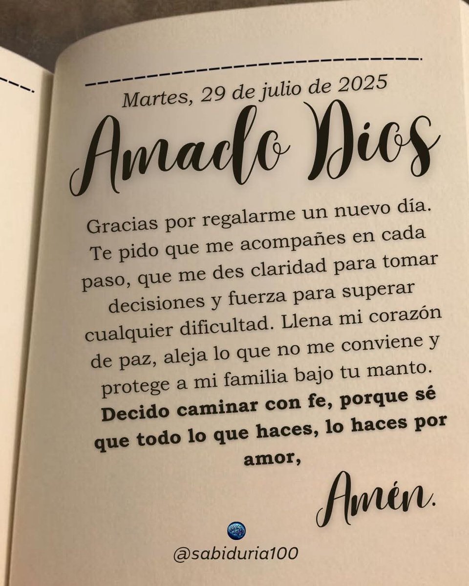 #29deJulio 
🙏 Oración de hoy martes 29 de julio

Gracias, Señor, por todo lo que haces en mi vida. Hoy me levanto con fe, esperanza y confianza en tu amor.
#MartesConDios #OraciónDeHoy #GraciasSeñor #FeYEsperanza #DiosGuíaMiVida