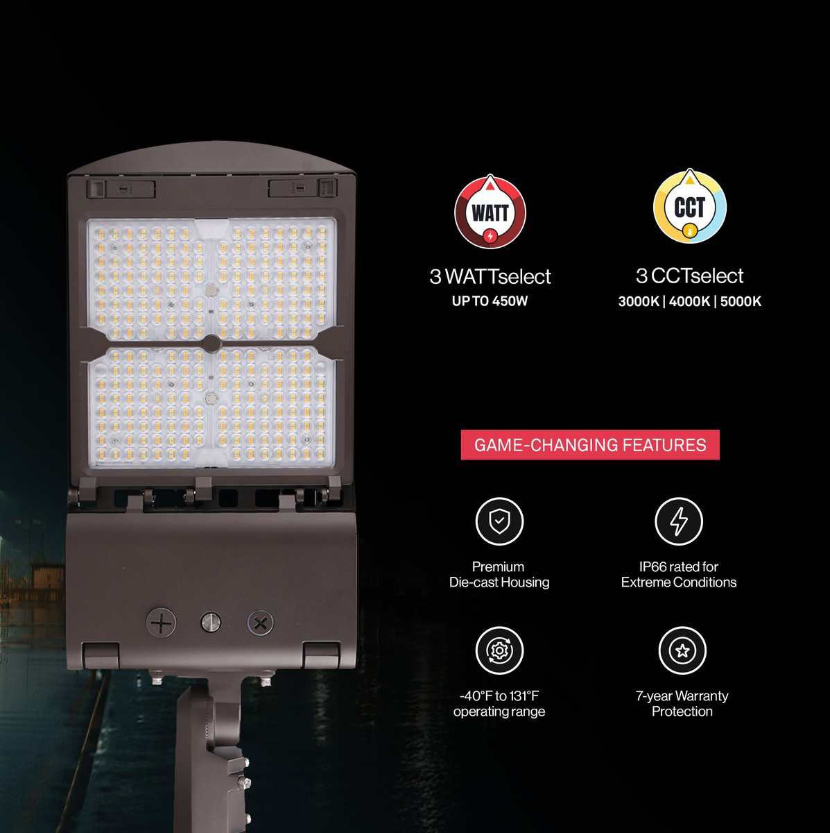 ArchipelagoLED's tweet image. 🇺🇸 Built tough. Shines bright. The Liberty Series Area Light delivers RP-8 compliant, energy-saving performance—field adjustable, IP66, surge protected &amp;amp; DLC Premium.
#AreaLighting #ArchipelagoLighting 💡🛠️