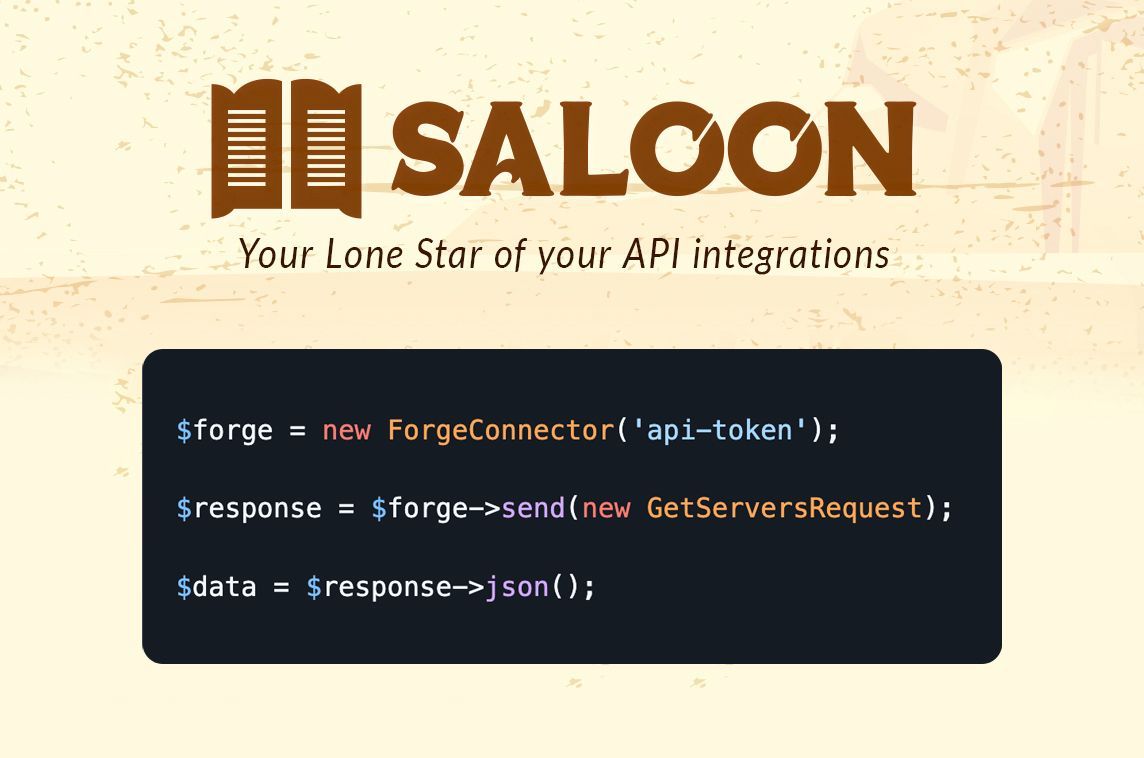 MadeWithLaravel (@madewithlaravel) on Twitter photo Saloon by <a href="/carre_sam/">Sam Carré 🤠</a> helps you build API integrations & SDKs using a fluent, standardized syntax 🤠🛠️ - madewithlaravel.com/saloon Saloon by <a href="/carre_sam/">Sam Carré 🤠</a> helps you build API integrations & SDKs using a fluent, standardized syntax 🤠🛠️ - madewithlaravel.com/saloon