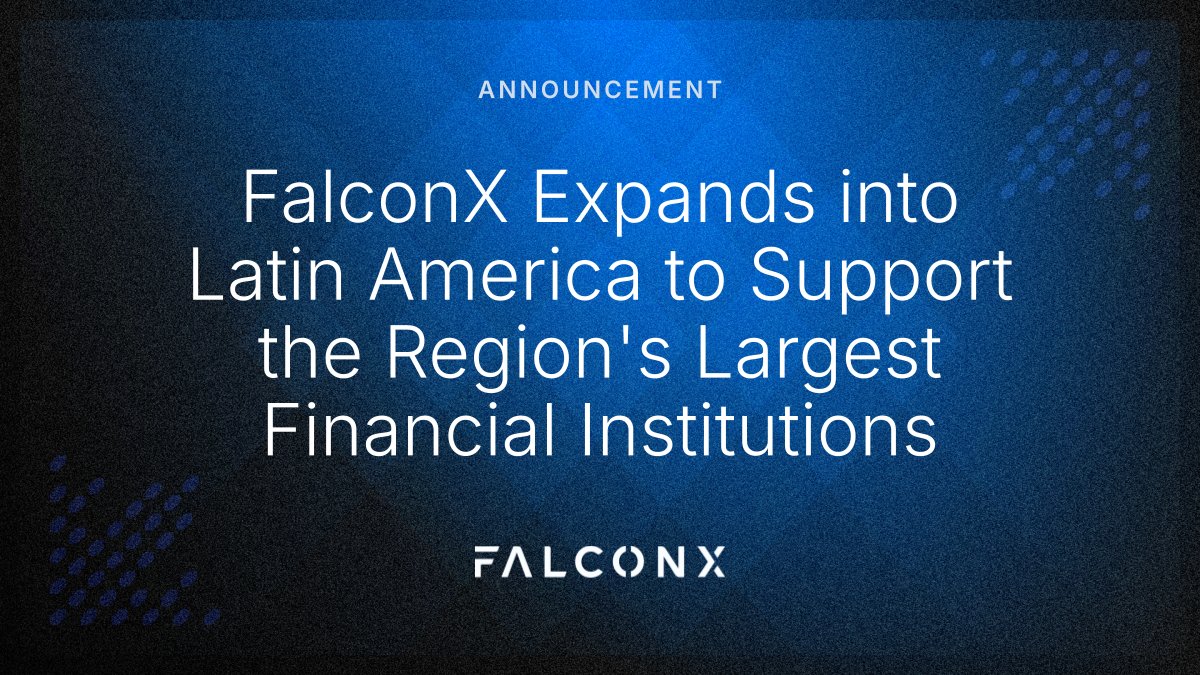 FalconX (@falconxnetwork) on Twitter photo We’re excited to announce our expansion into Latin America – one of the world’s fastest-growing regions for institutional crypto adoption.
Now working with leading financial institutions across the region like <a href="/BTGPactual/">BTG Pactual</a> and <a href="/MercadoBitcoin/">Mercado Bitcoin</a>, FalconX is bringing deep global We’re excited to announce our expansion into Latin America – one of the world’s fastest-growing regions for institutional crypto adoption.
Now working with leading financial institutions across the region like <a href="/BTGPactual/">BTG Pactual</a> and <a href="/MercadoBitcoin/">Mercado Bitcoin</a>, FalconX is bringing deep global