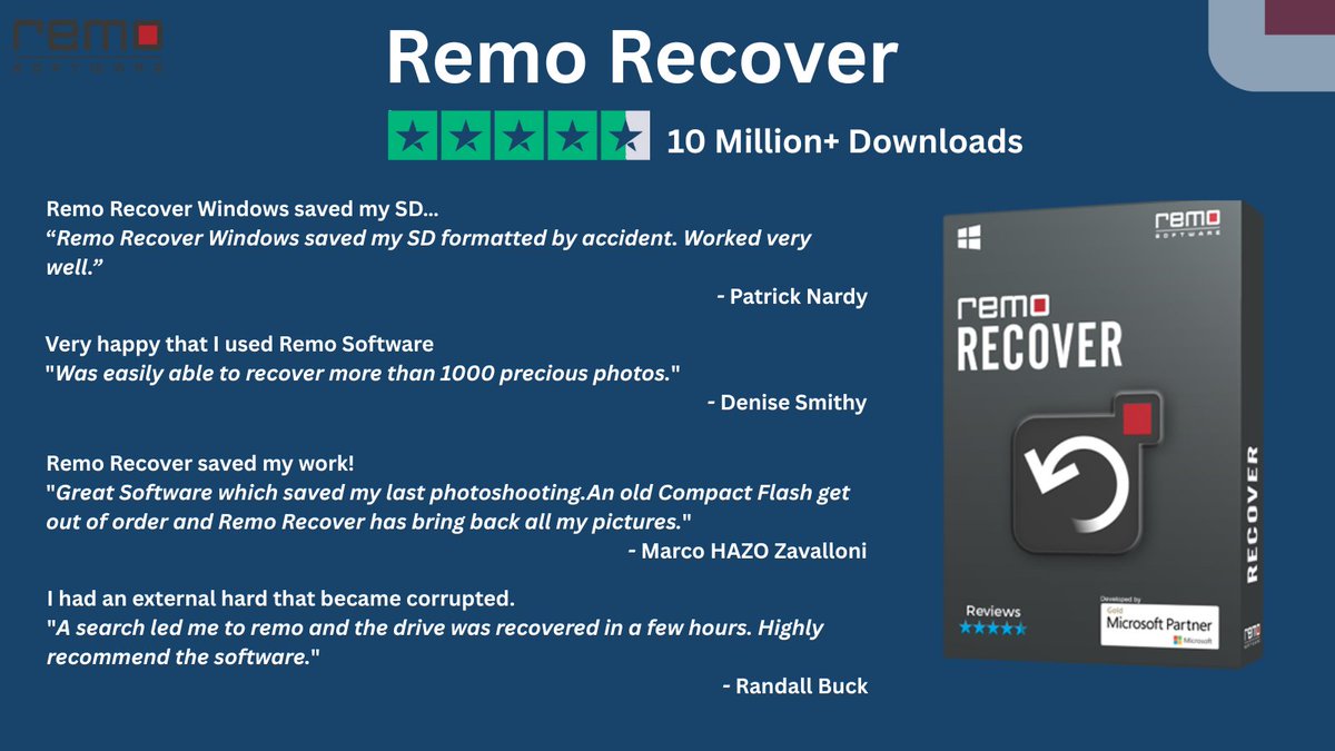 remosoftware's tweet image. Remo Recover is one of the safest data recovery options that you can use. It is trusted by millions worldwide to recover data.

Download: remosoftware.com/remo-recover-w…

#remorecover #datarecovery #techtools #dataloss #filerecovery #remosoftware