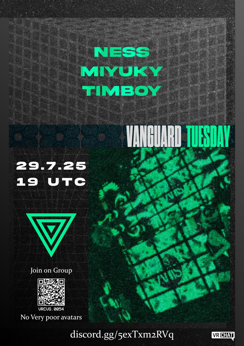 VANGUARD TUESDAY

TONIGHT

(P.S. Vanguard Tuesday events now happen the last Tuesday of every month) 

#VRCHAT

vrc.group/VRCVG.0054