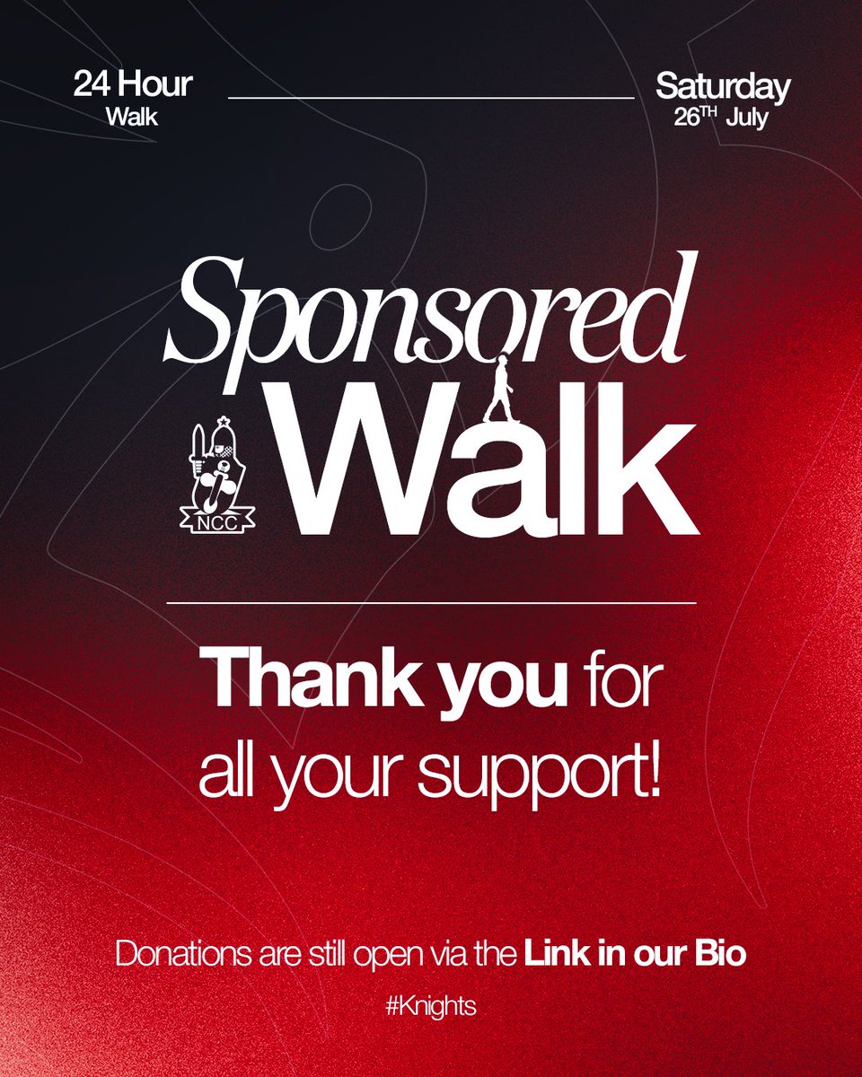 24‑Hour Sponsored Walk ✅

Our #NCC 24‑hour trek happened this Saturday - and it was epic! 🕺

A huge thank you to everyone who took shifts, walked the pitch and helped fundraise for a fantastic cause. 

Visit our website to donate &amp; find out more - link in bio 💻