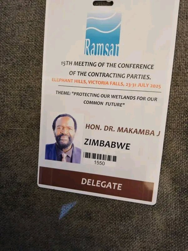HonMakamba's tweet photo. Distinguished colleagues, I am deeply honored to attend COP15, the 15th Conference of the Parties to the Ramsar Convention on Wetlands, being held in the magnificent Victoria Falls, now proudly recognized as a Wetland City. https://t.co/jYqbgfd8jw
