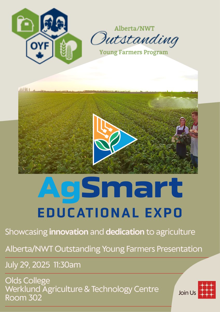 Ready to welcome everyone to the OYF Alberta presentations today! 

The Honourable RJ Sigurdson, Minster of Agriculture and Irrigation will officially kick off the program at 11:30! 

<a href="/AgSmartOlds/">AgSmart</a> room 302- Werklund building. 

<a href="/CanadaOYF/">CanadaOYF</a>