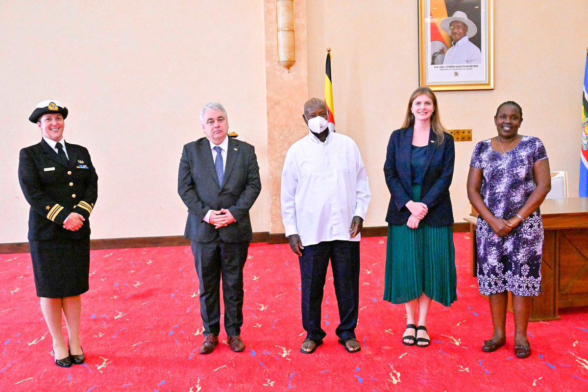 Ambassador of Ireland to Uganda (@ieambuganda) on Twitter photo Thank you to the Irish team for accompanying me on my final visit to State House Entebbe, <a href="/defenceforces/">Óglaigh na hÉireann</a> and <a href="/IrlEmbUganda/">Ireland in Uganda</a> where we spoke with <a href="/KagutaMuseveni/">Yoweri K Museveni</a> of <a href="/Irish_Aid/">Irish Aid</a> work in Uganda and with the United Nations in <a href="/UNMAS/">UNMAS</a> training UN peacekeepers Thank you to the Irish team for accompanying me on my final visit to State House Entebbe, <a href="/defenceforces/">Óglaigh na hÉireann</a> and <a href="/IrlEmbUganda/">Ireland in Uganda</a> where we spoke with <a href="/KagutaMuseveni/">Yoweri K Museveni</a> of <a href="/Irish_Aid/">Irish Aid</a> work in Uganda and with the United Nations in <a href="/UNMAS/">UNMAS</a> training UN peacekeepers