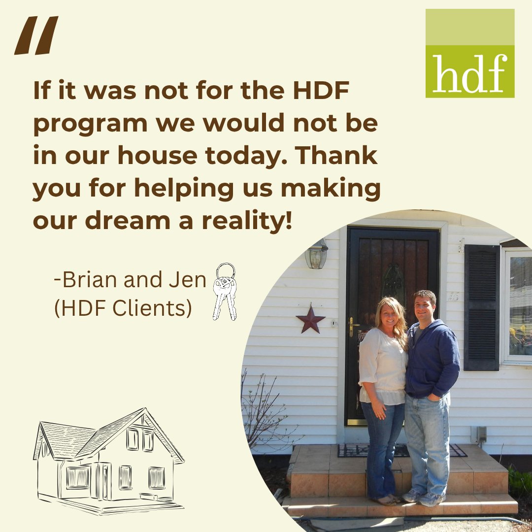 Happy #TestimonialTuesday! This morning we have a quote from two first-time homebuyers: Brian and Jen! Learn more about our programs here: hdfconnects.org #firsttimehomebuyer #conneticut #quote #housing #affordablehousing
