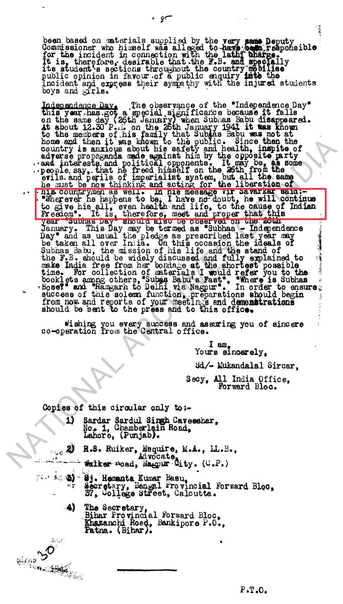sameer_kasture's tweet photo. Swatantryaveer Savarkar issued statement immediately after Subhas Bose disappeared for the armed revolution outside India as per his direction.

“Wherever he happens to be, I have no doubt, he will continue to give his all, even his health &amp; life, to the cause of Indian freedom" https://t.co/7w5S7JiZEp