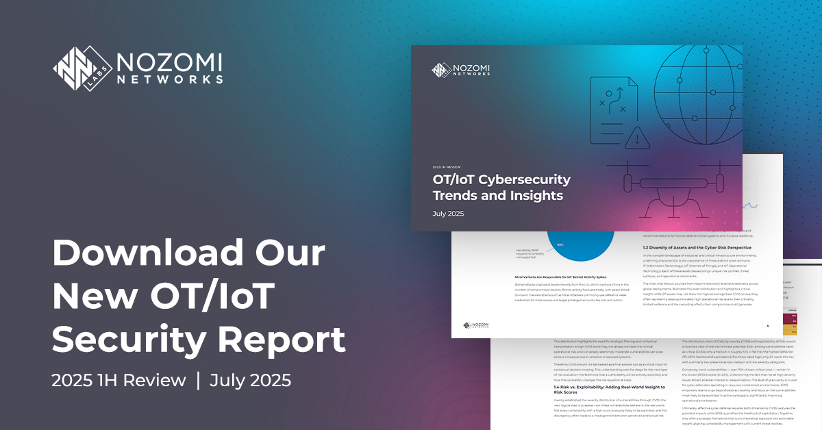 Nozomi Networks' new OT/IoT Security Report reveals key insights from the front lines of cyber-physical defense.

We cover top threats, emerging tactics, and vulnerability trends, plus practical guidance to help defenders stay ahead.

Download the report: ow.ly/2kY850WwLIs