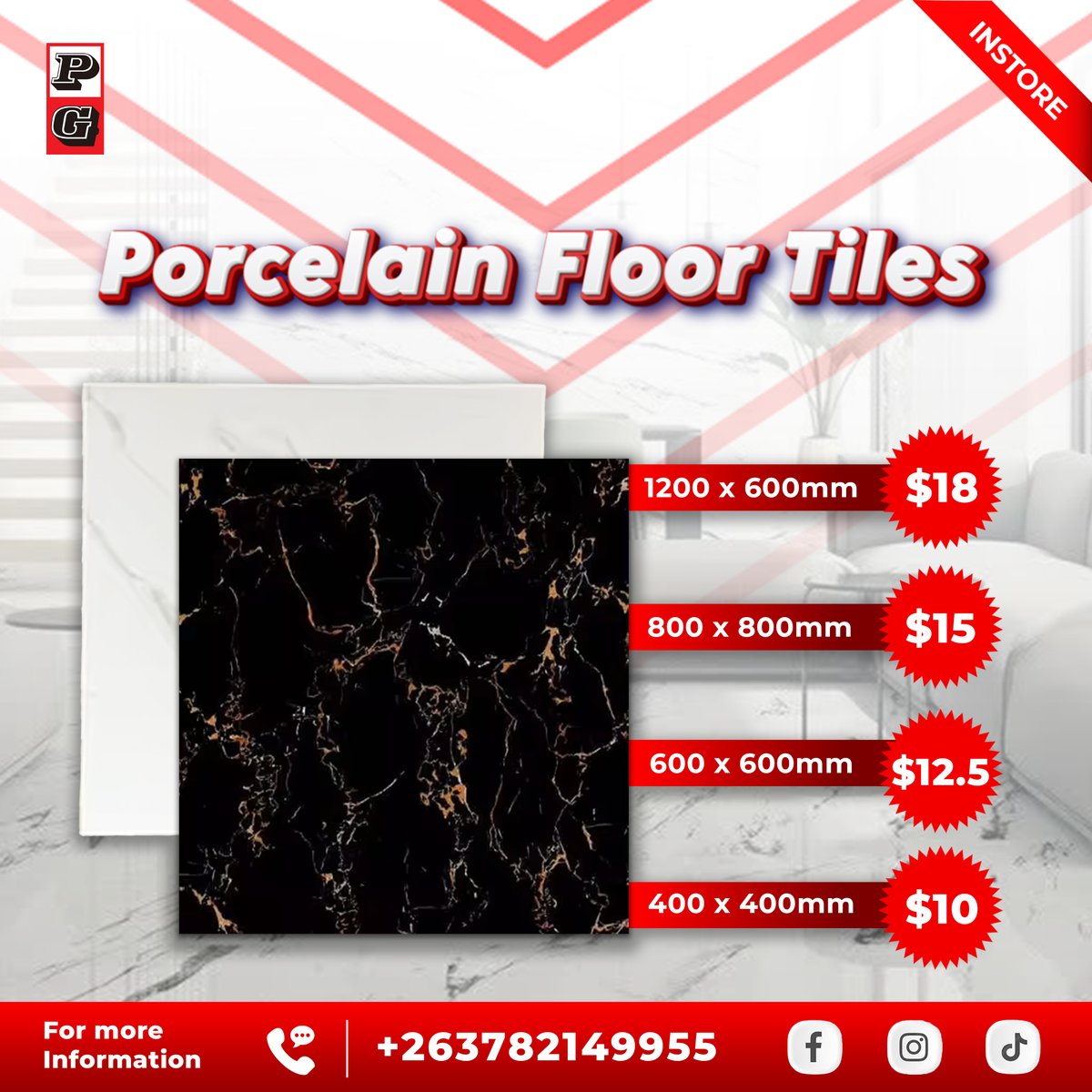centre_pg's tweet photo. 📷 Porcelain Perfection for Your Floors! 📷

Visit any PG branch nation wide explore our wide range of tile designs.📷 Call or WhatsApp us on +263782149955 to learn more.
#zimbuilder #home #homedecor #tiles #tiledesign #porcelaintiles #flooringsolutions #ElegantInteriors https://t.co/8h5rtnZL3o