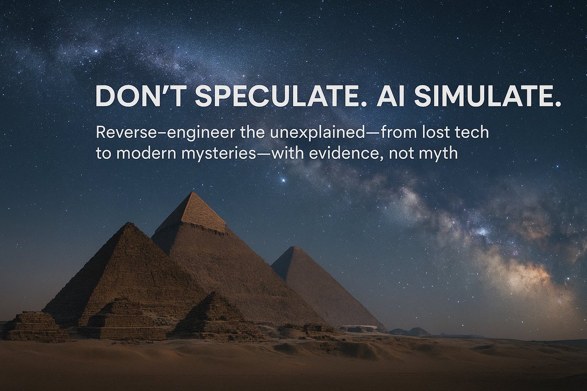 ForzaVeenstra's tweet image. We keep speculating about history’s anomalies — impossible stonework, misfit timelines, forgotten physics.
Instead, let’s simulate.
With AI (Grok, GPT-4), we can reverse-engineer what archaeology can’t explain — using physical evidence, not myth.

#RetroEngineering #AIforTruth