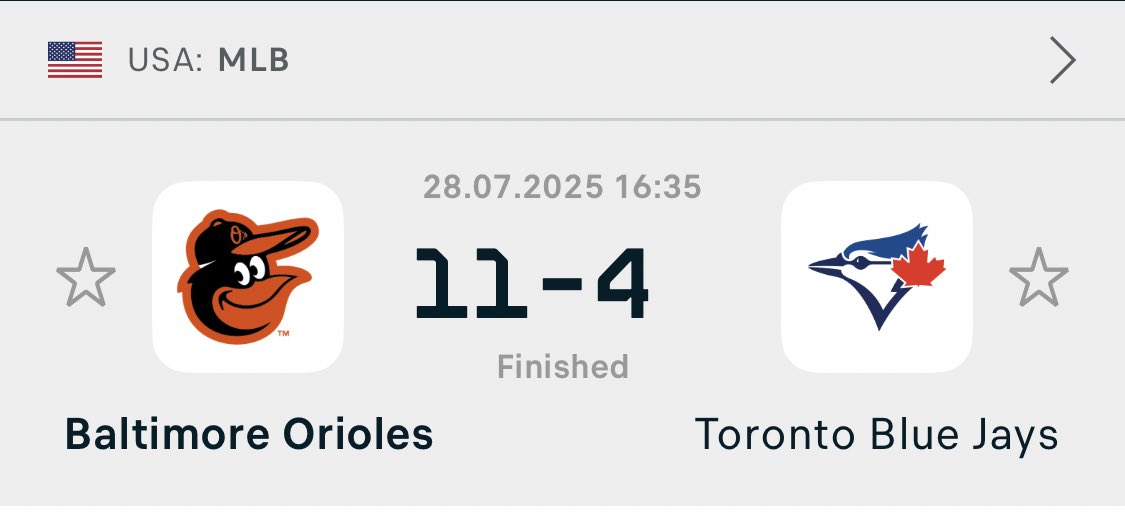 IamLPicks1's tweet photo. ❌❌Loss❌❌
🇺🇸 MLB
⚾️ BAL Orioles vs TOR Blue Jays
📊 TOR Blue Jays ML
🏦 2U = 10% Bank
📈 1.95
👨‍💻 5RFU3

#MLB #baseball #1xbet #Beisbol #MajorLeagueBaseball #POTD #1xbet https://t.co/2a3WUatVgM