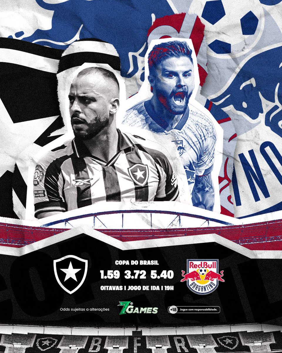 7gamesbet's tweet photo. A mais democrática vai começar, Família! ⚽
Botafogo e Bragantino dão o pontapé inicial da fase de oitavas de final da Copa do Brasil! E é claro que as #SUPERODDS da 7Games já estão no ar! 💥
Bora de fezinha na BET que GANHA junto com você!? 😎
#7Games #jogoresponsável🔞 https://t.co/cDR33CFIAt