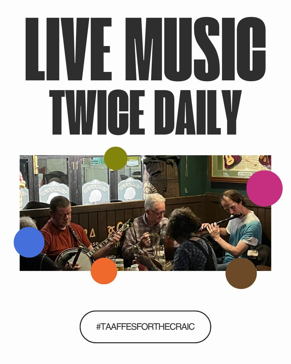 Tuesdays are for tunes 🎻🎼🪗🎶🪕👯

Join us for live trad sessions every Tuesday (and every day of the week!) from 5.30 and 9.30!

Galway talent, warm vibes and a perfect excuse to head out midweek! ☘️ #taaffesforthecraic