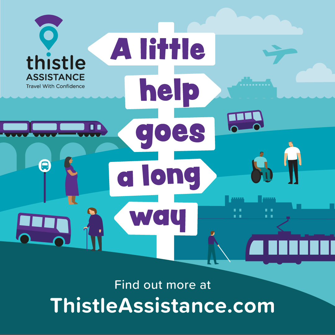 We’re proud to support #ThistleAssistance.

Thistle Assistance is a free card &amp; app to help you feel safer &amp; more comfortable when using public transport. Just show your card / app to a member of our staff.

Find out more: thistleassistance.com

#ALittleHelpGoesALongWay