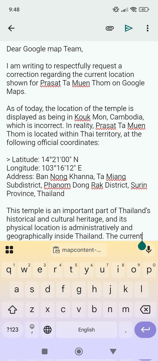 IcecreamTmz's tweet image. ล่าสุดอิเขมรจัญไร มันไปแก้แผนที่ปราสาทตาเมือนธมให้อยู่เขตมัน และกุไปแก้edit ส่งmailรีพอร์ต Google map แล้ว ทุกคนช่วยกันส่งเรื่องแจ้งgoogle ด้วย #Truthformthailand