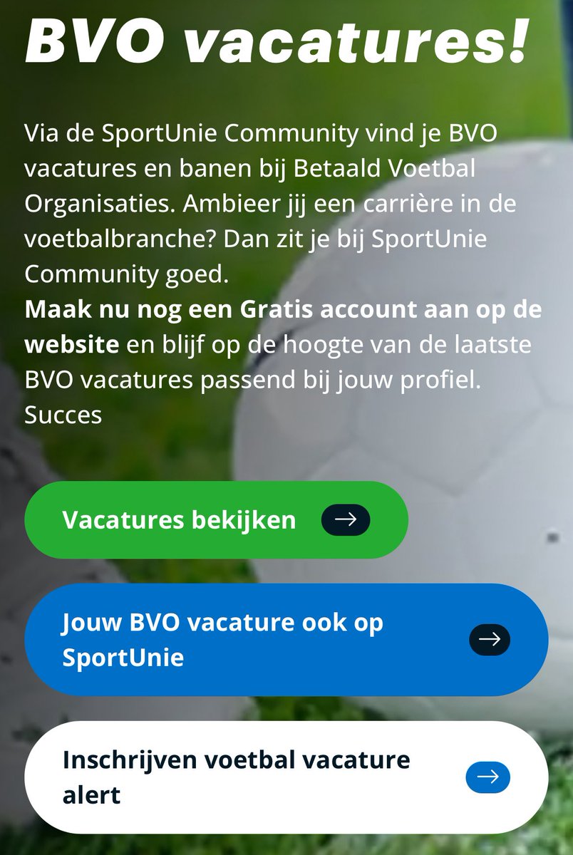SportUnie's tweet image. Werken bij een #BVO?

Bekijk de #banen en #stages bij:

📌 #PSV 👉 werkenbij.psv.nl

📌 #Ajax 👉 lnkd.in/eXy9HEWw

📌 #Feyenoord 👉 lnkd.in/eyq2HYdH

Start met het #jobalert‼️

▶️ lnkd.in/etqVeDUe

#voetbal #voetbalvacatures #voetbaltrainer #knvb