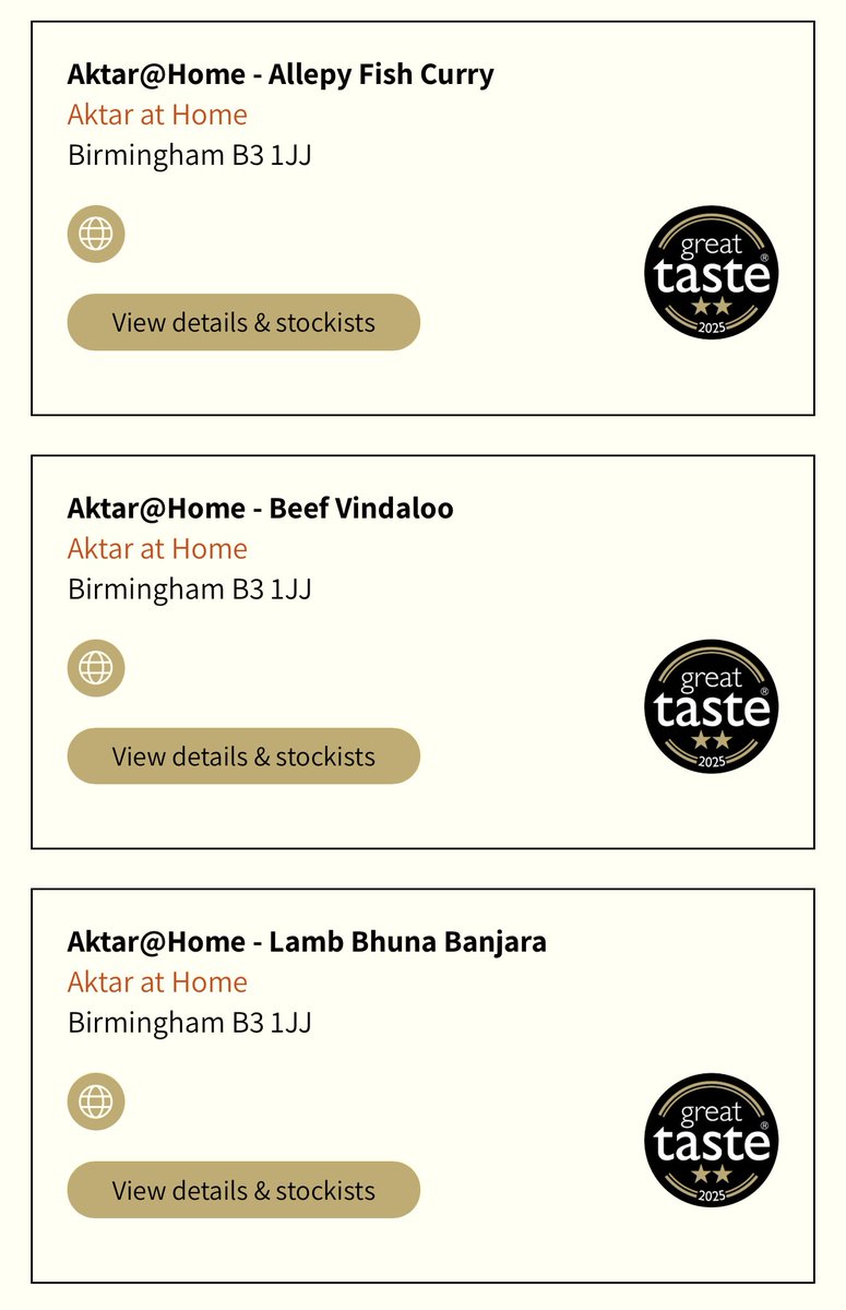 Absolutely massive for <a href="/aktarislam/">Aktar Islam</a> ‘at Home’ brand. Three 2* products at Great Taste 2025. Another brilliant year judging with <a href="/guildoffinefood/">Guild of Fine Food</a>