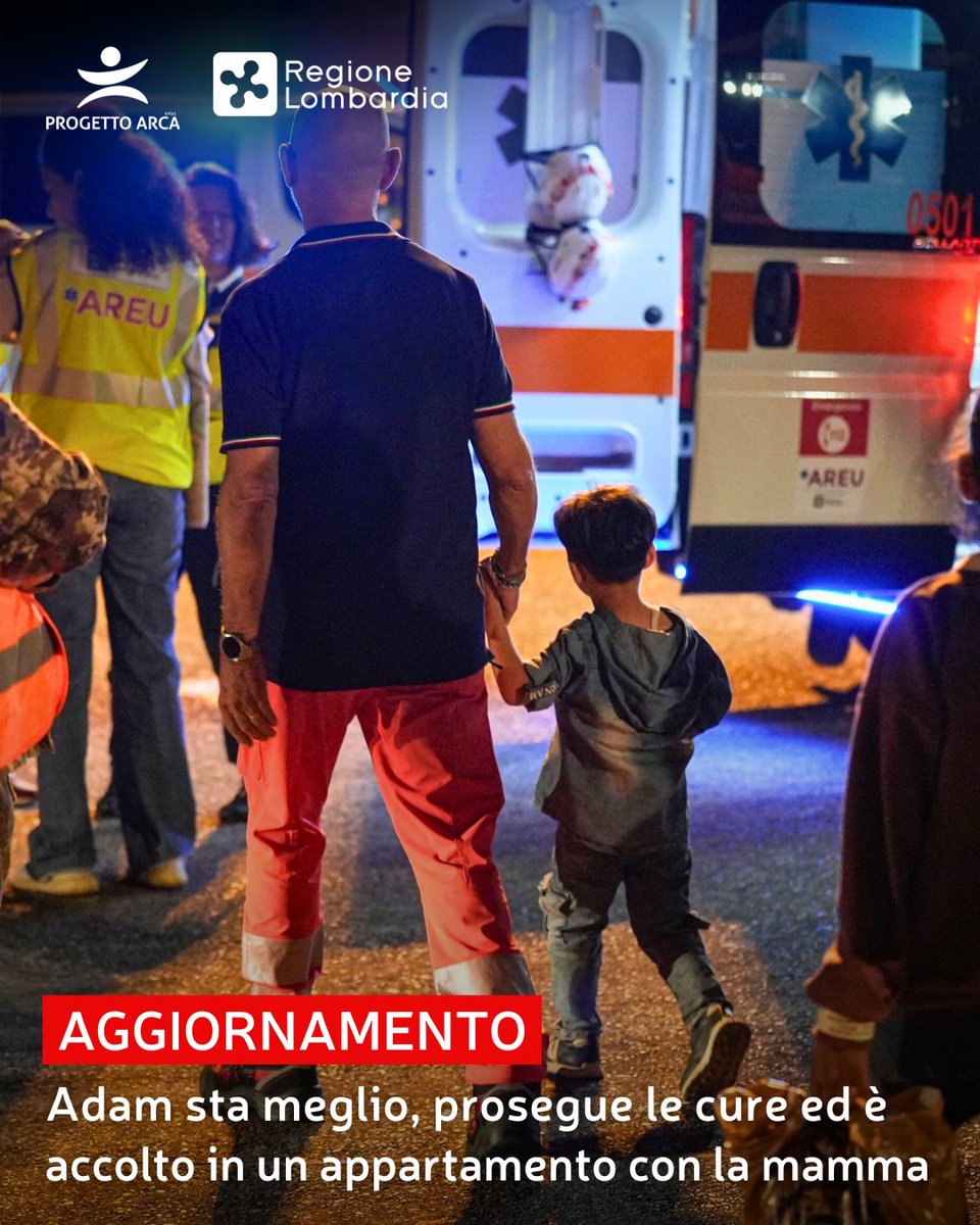 Adam, 11 anni, sopravvissuto al bombardamento che ha distrutto la sua casa a #Gaza, sta meglio, prosegue le sue cure all'Ospedale Niguarda di Milano ed è accolto in uno dei nostri appartamenti insieme alla mamma e alla zia.
#ProgettoArca #Accoglienza