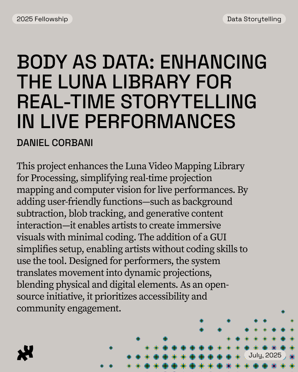 ProcessingOrg's tweet image. Daniel Corbani is developing @ProcessingCore's #LunaLibrary to democratize interactive #projectionmapping for performers across the theater and dance.