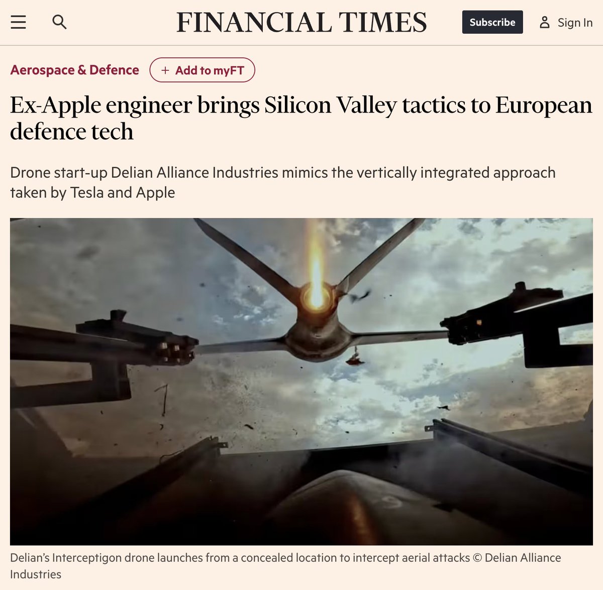 Alex Alexakis (@alexalexakis) on Twitter photo A big day for <a href="/delian_ai/">Delian Alliance Industries</a>!
Announcing a $14M Series A co-led by <a href="/airstreet/">Air Street Capital</a> and <a href="/marathon_vc/">Marathon Venture Capital</a> to build Europe's modern defense prime: An impenetrable defense in an era where threats come from above, below, and everywhere in between A big day for <a href="/delian_ai/">Delian Alliance Industries</a>!
Announcing a $14M Series A co-led by <a href="/airstreet/">Air Street Capital</a> and <a href="/marathon_vc/">Marathon Venture Capital</a> to build Europe's modern defense prime: An impenetrable defense in an era where threats come from above, below, and everywhere in between