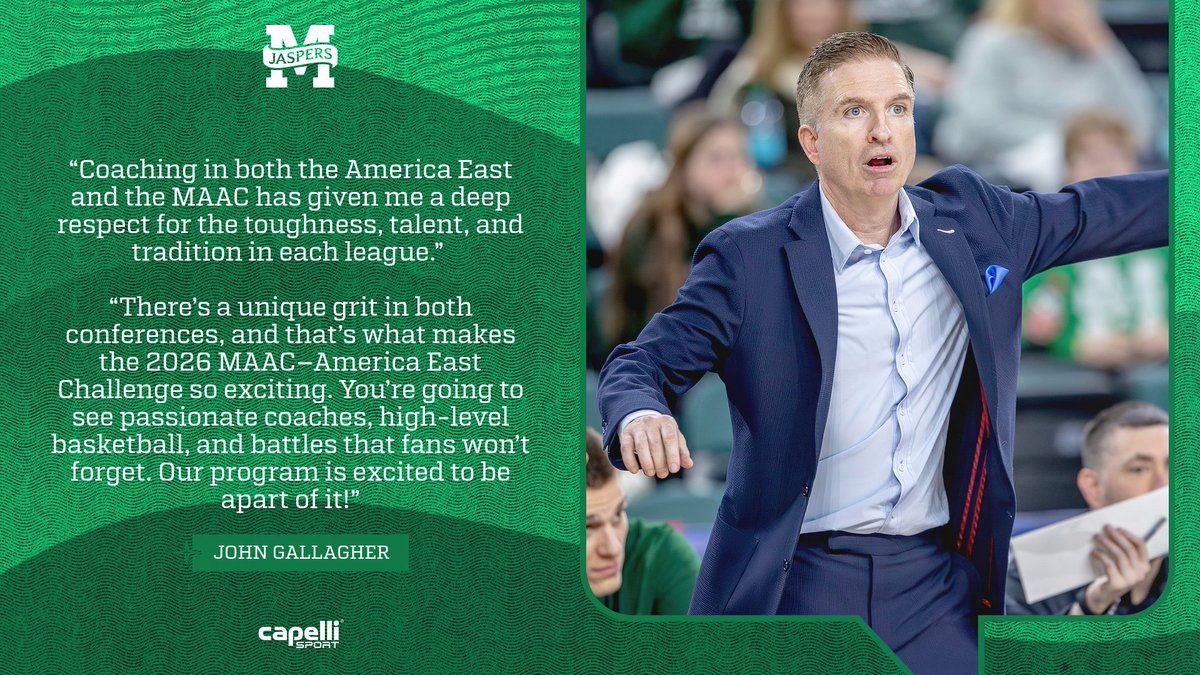 Manhattan Basketball (@jaspersmbb) on Twitter photo ๐ฃ๏ธ: Coach <a href="/CoachGalMC/">John Gallagher</a> is excited about next year's <a href="/MAACHoops/">#MAACHoops</a> and <a href="/AmericaEast/">America East</a> Challenge โ
#GoJaspers | #JasperNation ๐ขโช๏ธ ๐ฃ๏ธ: Coach <a href="/CoachGalMC/">John Gallagher</a> is excited about next year's <a href="/MAACHoops/">#MAACHoops</a> and <a href="/AmericaEast/">America East</a> Challenge โ
#GoJaspers | #JasperNation ๐ขโช๏ธ