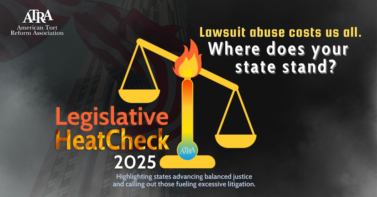 The Legislative HeatCheck analyzes state legislative activity around civil justice reform and categorizes a select group of states as:

🟢 Tort Reform Trailblazers
🔴 Lawsuit Infernos
🟡 Heat Watch

See the full list now: heatcheck.atra.org