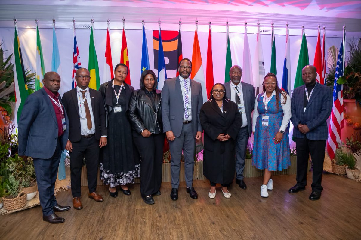 g20org's tweet photo. Deputy Minister Jomo Sibiya, MP being briefed by the Acting DG, Ms Jackie Molisane, DDG of PES, Mr Sam Morotoba, Chief Director Mr Sipho Ndebele and Mr Hadebe ahead of his participation at the 2025 L20 SUMMIT.
#G20SouthAfrica
#ReKaofela
#L20Summit https://t.co/OFYN9m0s79