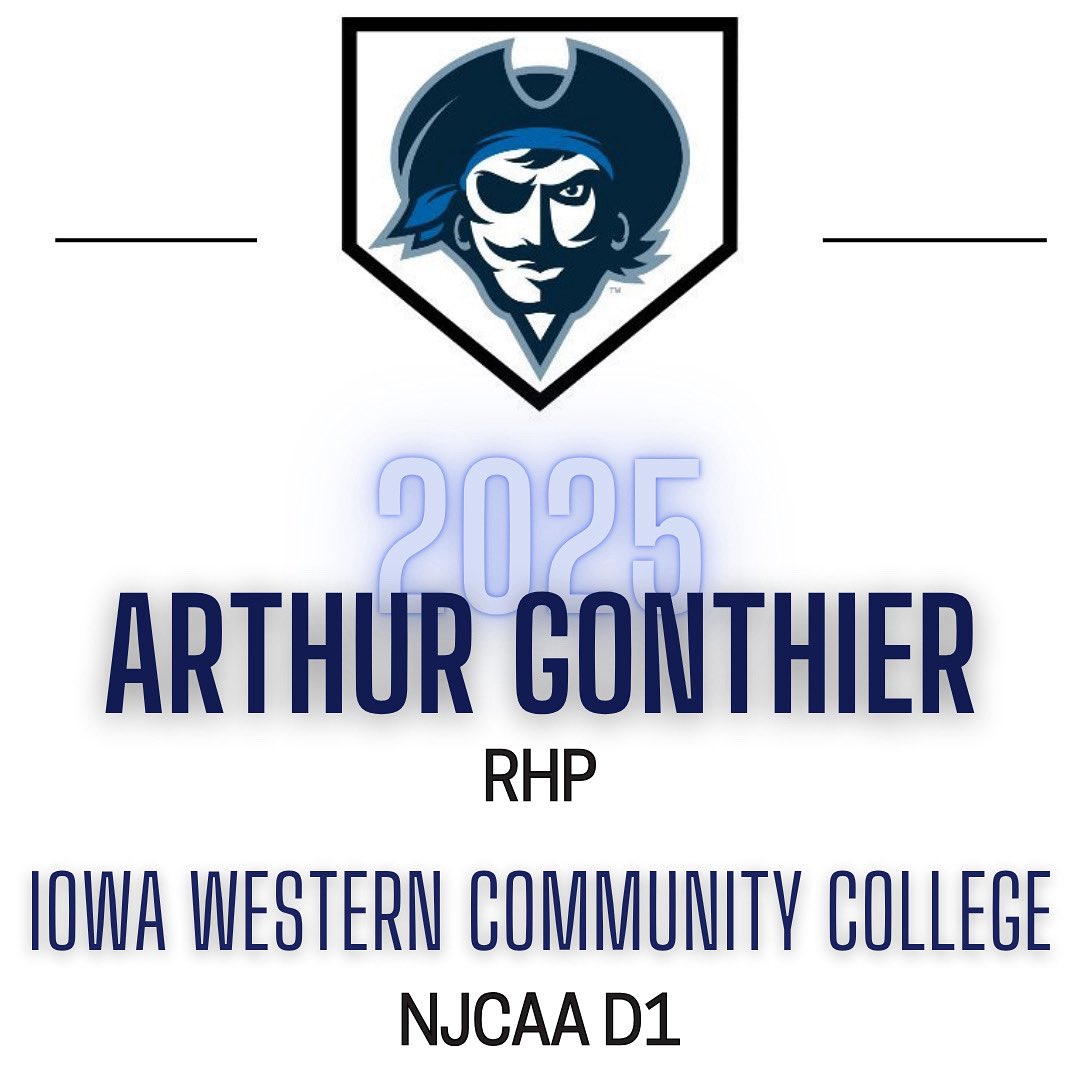 Congratulations to 2025 RHP <a href="/a_gonthier00/">Arthur Gonthier</a> on his commitment to <a href="/IowaWesternCC/">Iowa Western</a> <a href="/reiverbaseball/">Iowa Western Reivers Baseball</a> - a <a href="/NJCAA/">NJCAA</a> D1 located in Council Bluffs, IA #RepTheCrown 👑⚾️