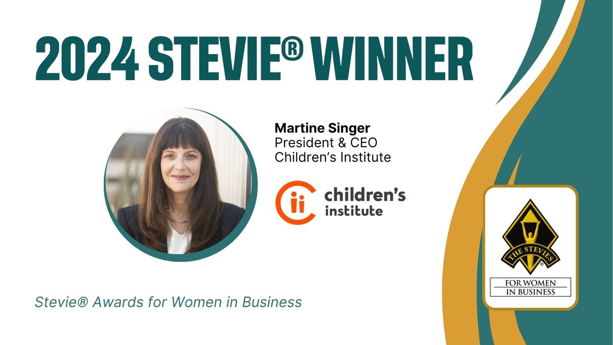 The Stevie® Awards (@thestevieawards) on Twitter photo 🏆 Martine Singer, President & CEO of Children’s Institute (<a href="/ChildrensInstLA/">Children's Institute</a>), has dedicated her career to improving the lives of children and families in underserved communities throughout Los Angeles.
At the helm of one of LA’s largest and oldest nonprofits, Martine oversees a 🏆 Martine Singer, President & CEO of Children’s Institute (<a href="/ChildrensInstLA/">Children's Institute</a>), has dedicated her career to improving the lives of children and families in underserved communities throughout Los Angeles.
At the helm of one of LA’s largest and oldest nonprofits, Martine oversees a