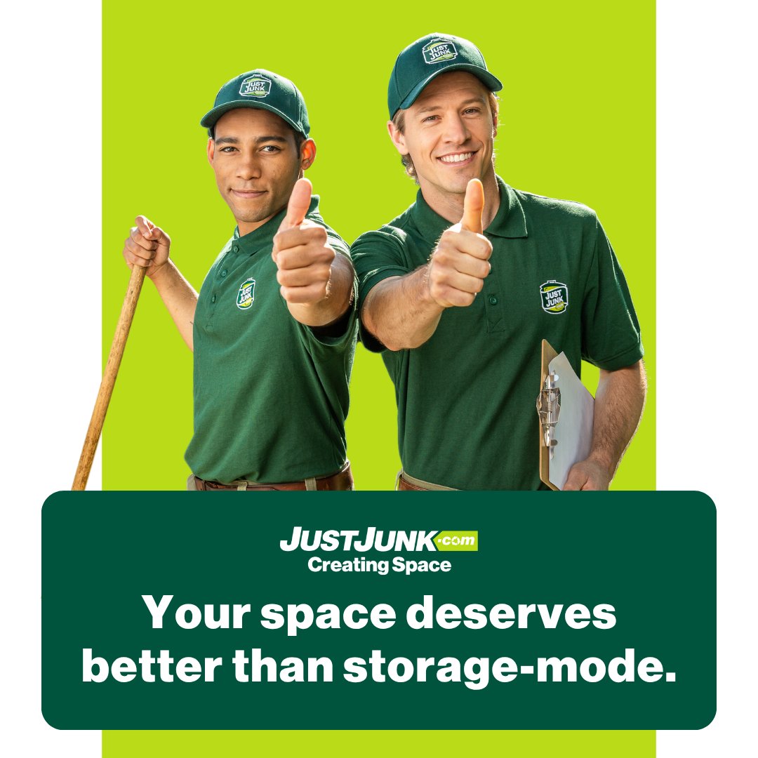 Your space deserves to shine, not just store! Let our friendly team help you transform clutter into clarity. Don’t wait—book your junk removal today! Book JUSTJUNK online: 1l.ink/L436ZZ4 #JUSTJUNK #CreatingSpace #Declutter #JunkRemoval #HomeGoals