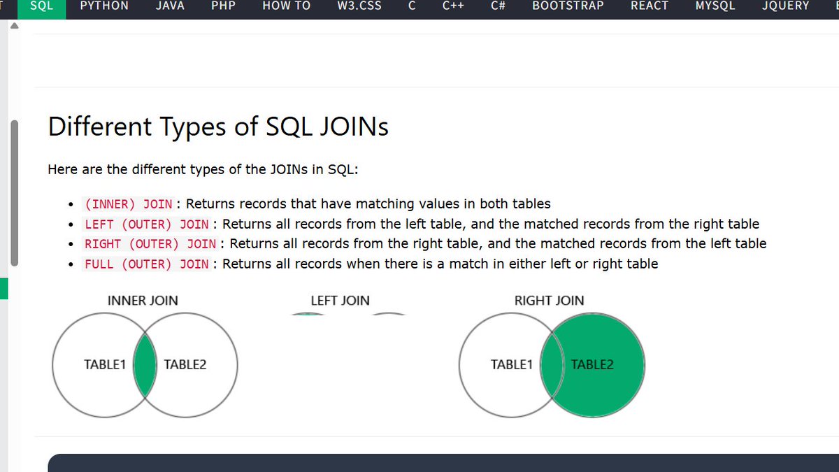 SamikshyaRB's tweet image. Day107 #111DaysOfLearningForChange Today i learned about joins in sql(Inner and outer join and how it is implemented).@CodeforChange2 #Day107LearningForChange #CodeForChange
