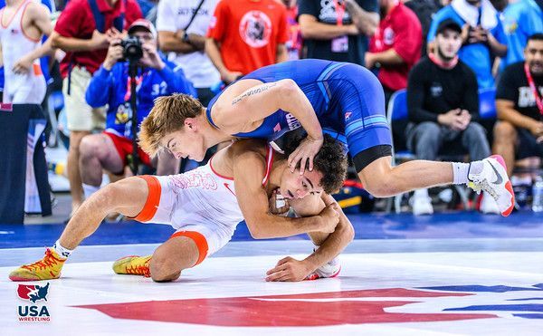Captured in Fargo... Trey Beissel from Hastings taking on some of the nations best at 132lbs in Freestyle. #mnusawrestling #mnstorm