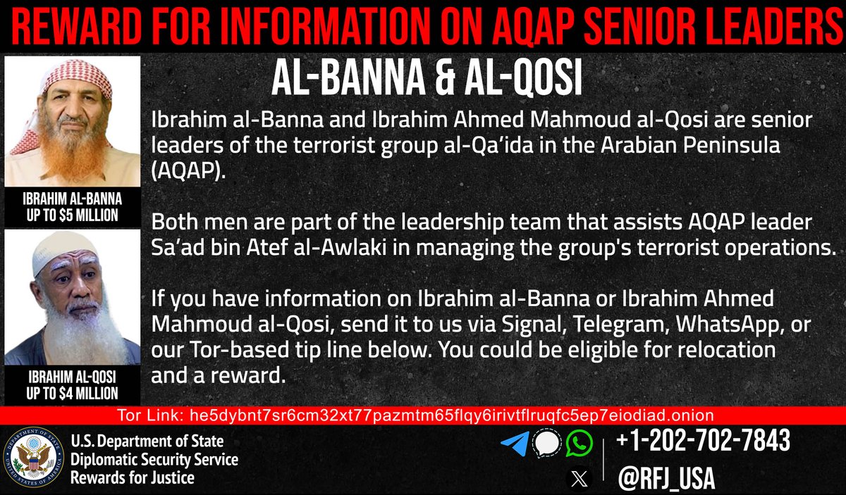 Have information on these AQAP terrorists?

If so, let us know. Your tip could make you eligible for a reward and relocation.